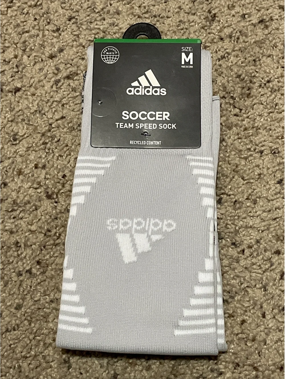 Adidas Soccer Team Speed Over the Calf Socks OTC Grey White Size Medium